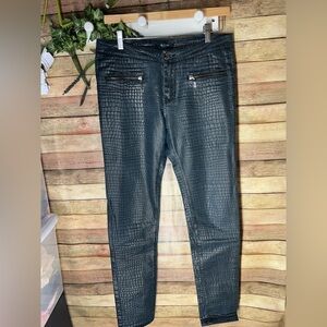 Sand Copenhagen Dark Green Faux Alligator Croc Embossed Pants Waist 29